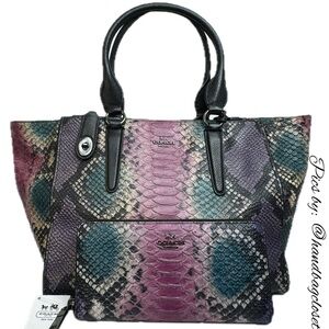 Coach Python Crosby Multicolored Pink Purple Green Snakeskin Bag And NWT Wallet